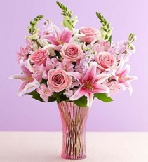 In Love With Pink! Fragrant Blooms in Textured Vase