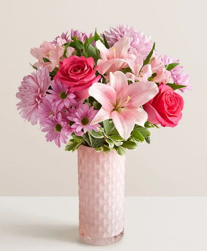 Mother's Embrace in Pink Vase Fresh