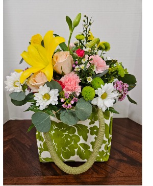 Mothers Green Floral Tote 