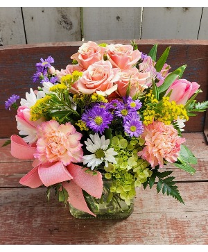Mother's Love Cube vase arrangement 