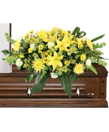 Mourning Sunshine Casket Spray in Hesperia, CA | FAIRY TALES FLOWERS & GIFTS