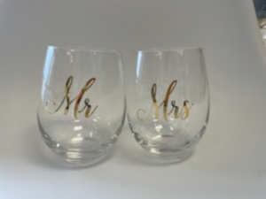 Mr. & Mrs. Stemless Wine Glasses 