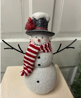 Mr Snowman with Cardinal  Gift