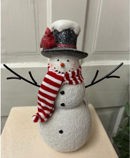 Mr Snowman with Cardinal  Gift