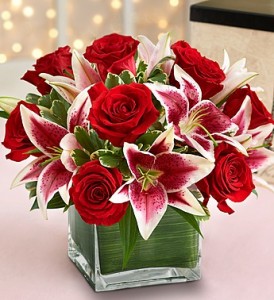 Much Love Cube of Roses and Lilies.
