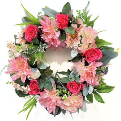 Multi Color Assorted Flowers Silk Wreath- SOLD OUT Round Wreath