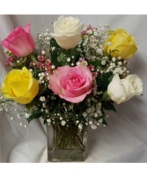 Multi Color Half Dozen Roses  Flower arrangement 