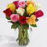 12 Multi-Color Roses Arrangement