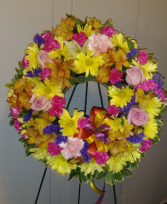 Multi-Color Wreath (Med) Sympathy Flowers