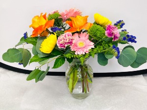Multi Colored Blooms Vase 