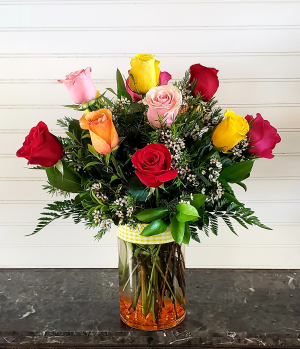 MULTI COLORED ROSES ARRANGEMENT Exclusively at Mom & Pops in Ventura, CA | Mom And Pop Flower Shop MULTI COLORED ROSES ARRANGEMENT Exclusively at Mom & Pops in Ventura, CA | Mom And Pop Flower Shop