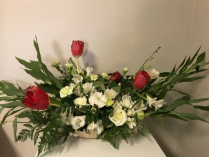 Multi White Accented with Roses Sympathy Arrangement