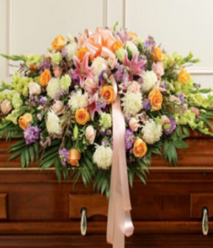 Multicolor Pastel Mixed Flower Full Casket Cover 