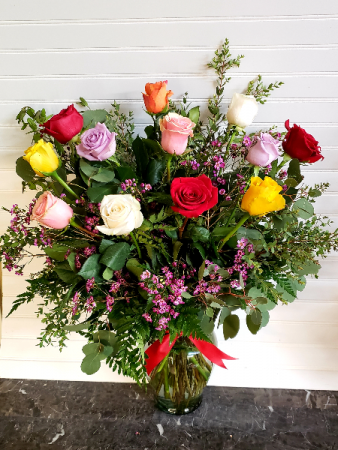 Multicolored Roses Exclusively at Mom & Pops