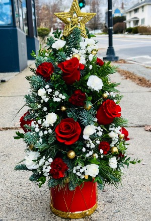Musical Flower Tree Flowers and Christmas Greens 