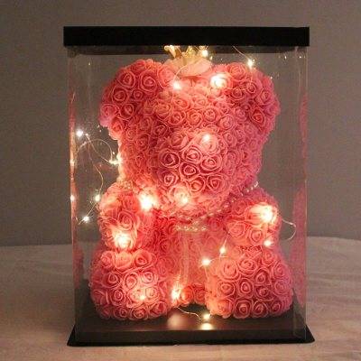 rose bear with lights