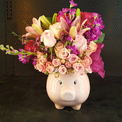 My First Piggy Bank Welcome Baby Flower Arrangement in Miami, FL | FLOWERTOPIA