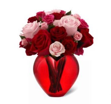 My heart is yours Red Roses and pink roses  in Aurora, IL | Karen's Flower Boutique