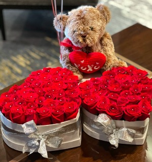 My Heart's So Full  Fresh Red Roses with Gem Design