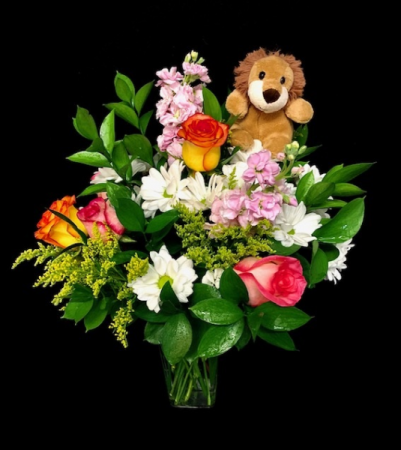 My Little Friend Stuffed Animal & Floral Arrangement