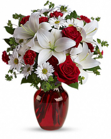 My Love Fresh roses lilies/ red or clear vase