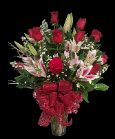 My love out of red roses Roses and stargazer Lillie's 