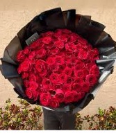 MY SPECIAL SOMEONE'S CUSTOM WRAPPED BOUQUET 100 PREMIUM RED ROSES WRAPPED 