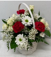 My Sweetie Basket White Basket with Fresh Florals