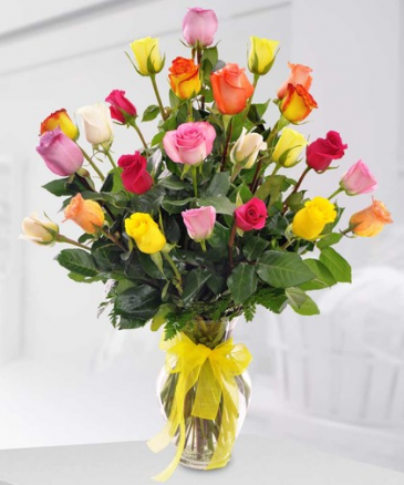Crazy about you Baby!! 2 Dozen Premium Mixed Rose's... Vase Arrangement in 1 Dozen, 1 1/2 or 2 Dozen (shown)