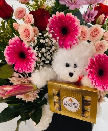 FLOWERS TEDDY CHOCOLATE COMBO Designer’s  choice 