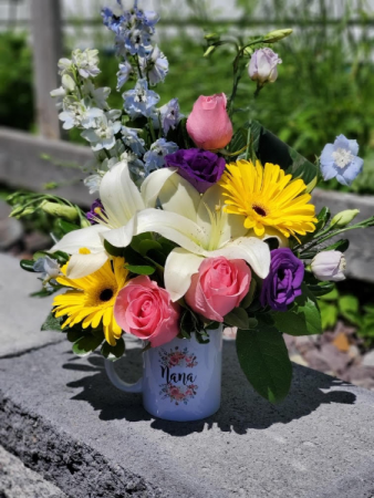Nana Mug with Fresh Cut Flowers