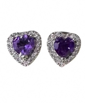 Natural Amethyst Heart Sterling Silver Earring  