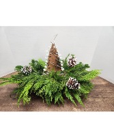 Natural white tip lighted Tree Centerpiece