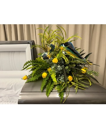 NATURE ABOUNDS CASKET SPRAY Funeral Flowers in Galveston, TX | MAINLAND FLORAL