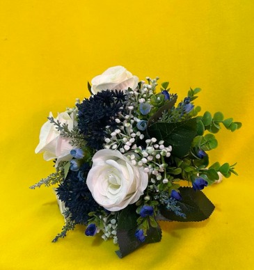Navy and White Silk Handheld bouquet Handheld bouquet in Wilburton, OK | Wanda's Flowers and Gifts
