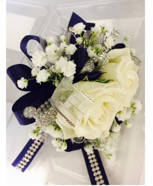 Navy, silver and white 