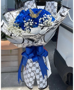 Navy  Wrapped Bouquet 