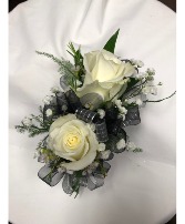 NC6 Two White Rose Corsage 
