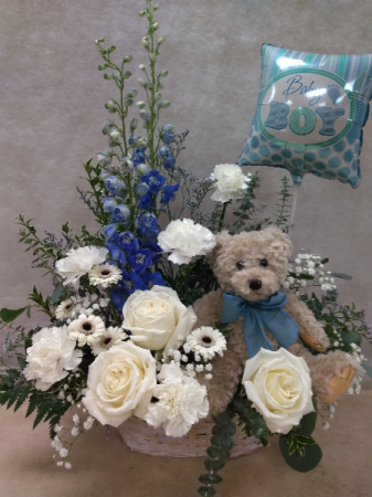 baby flowers and balloon