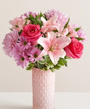 New Mother Embrace  Pink Flowers