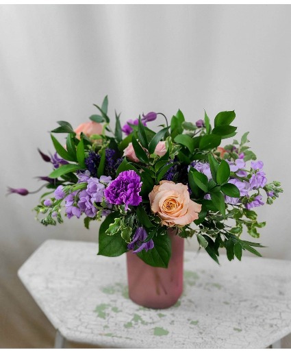 Pinks and Purples Vased Arrangement Designer's Choice