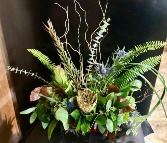 New Trendy Landscape Table Arrangment Lush Greenery with a touch of fall