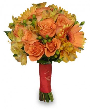 Wedding Bridal Bouquet Sunny Yellow & Peach in Red Lake, ON | FOREVER GREEN GIFT BOUTIQUE