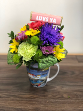Newfoundland “Mug Up” Flower arrangement in keepsake mug