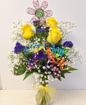 NFS-BV12 Happy Birthday Rose Vase Bud vase in Plattsburgh, NY | NELSON'S FLOWER SHOP