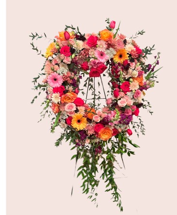 Nicole's Summer Heart Standing Spray Funeral in Gurdon, AR | Pam's Posies Nicole's Summer Heart Standing Spray Funeral in Gurdon, AR | Pam's Posies