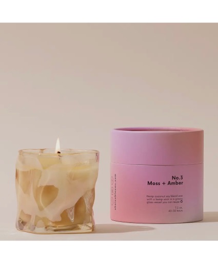 No.3 Moss & Amber 7.2 Oz Handblown Vessel Candle