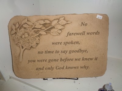 No farewell... Sympathy Cement Stone