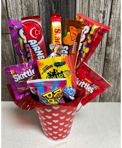NON CHOCOLATE Candy tin bouquet Candy