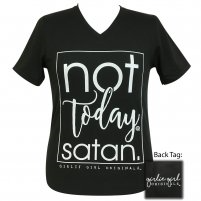 Not today Satan Girlie Girl V-neck in Bryson City, NC | Village Florist & Christian Book Store Not today Satan Girlie Girl V-neck in Bryson City, NC | Village Florist & Christian Book Store